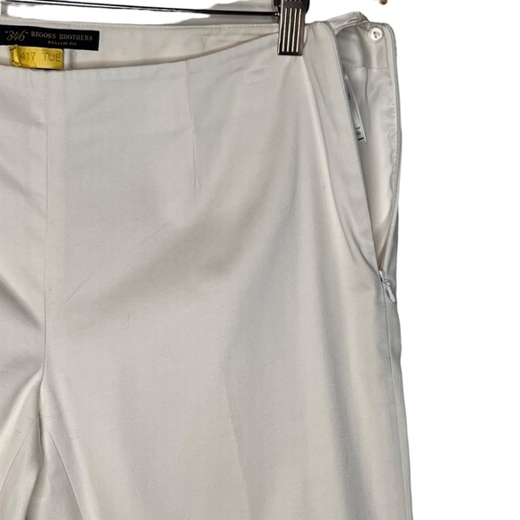 Brooks Brothers White Lined Ankle Pants Size 8 Side Zip Cotton Blend Summertime - Picture 5 of 13